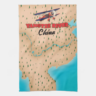 Yangtze river China map poster Tea Towel