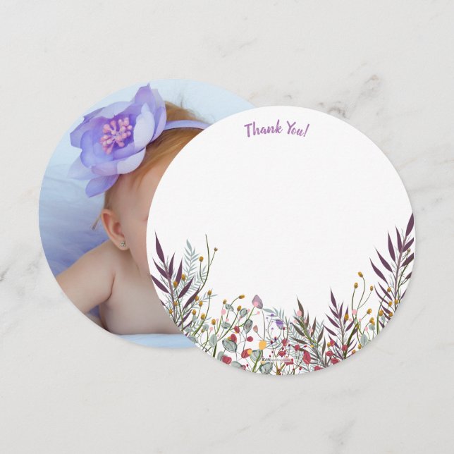 Yanna Round Photo Thank You Card (Front/Back)