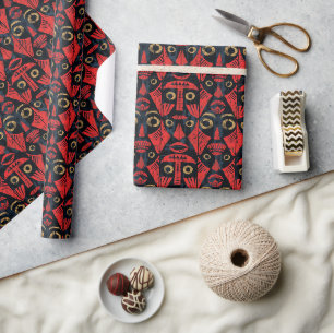 Yanomami-Inspired Body Paint Tileable Pattern Wrapping Paper