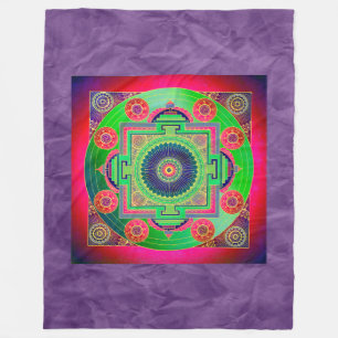 YANTRA - the great wheel - green pink Fleece Blanket
