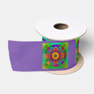 YANTRA - the great wheel - green violet Satin Ribbon