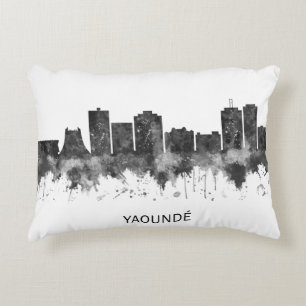 Yaounde Cameroon Skyline BW Decorative Cushion