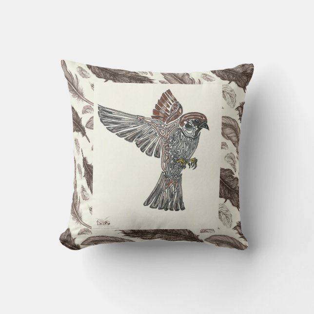 YAP | Tribal Sparrowhawk | Youth Art Project Cushion (Front)