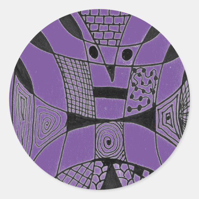 "Yappy Dog on Purple" Abstract Design Sticker (Front)