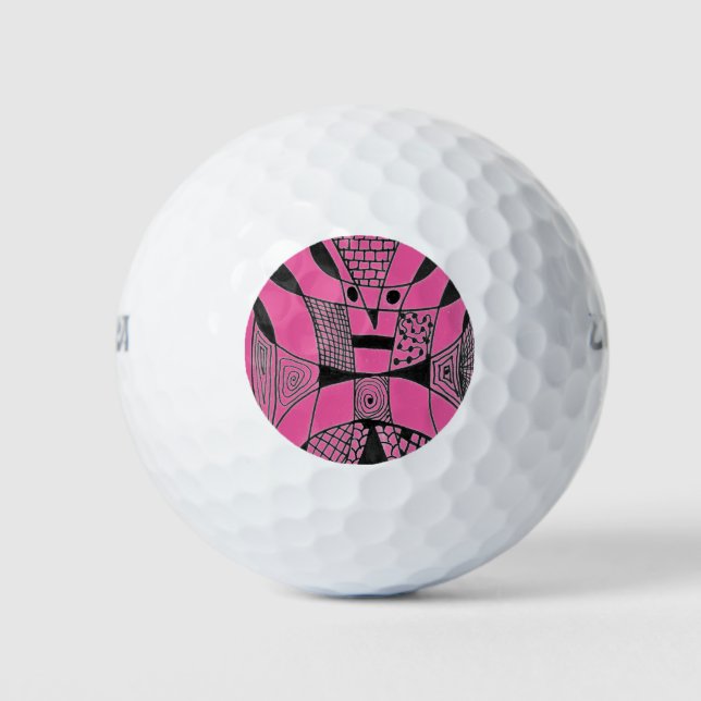 "Yappy Dog Pink " Abstract Wilson Golf Balls (Front)