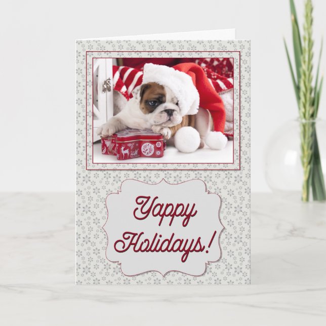 Yappy Holiday Bulldog Card (Front)