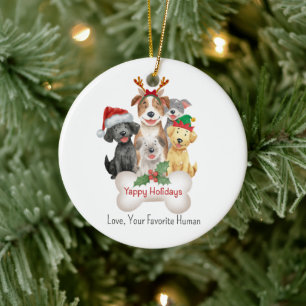Yappy Holidays Dog Lovers Christmas Ceramic Tree Decoration