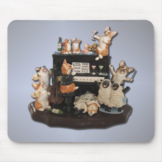 "Yappy Hour" Corgi & Sheep Mousepad (Front)