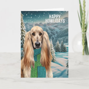 Yappy Howlidays Afghan Hound Dog in Winter Scarf Holiday Card
