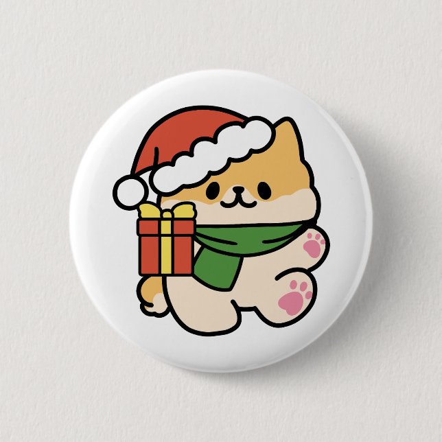 Yappy Howlidays - Cute Christmas Dog Cartoon 6 Cm Round Badge (Front)