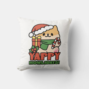 Yappy Howlidays - Cute Christmas Dog Cartoon Cushion