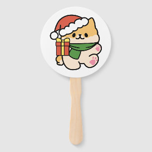 Yappy Howlidays - Cute Christmas Dog Cartoon Hand Fan