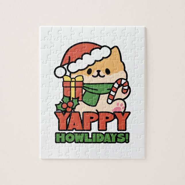 Yappy Howlidays - Cute Christmas Dog Cartoon Jigsaw Puzzle (Vertical)
