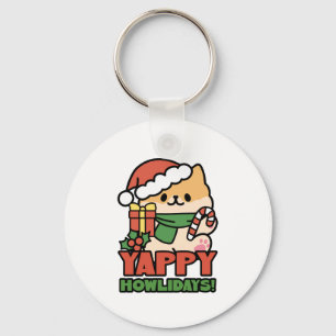 Yappy Howlidays - Cute Christmas Dog Cartoon Key Ring