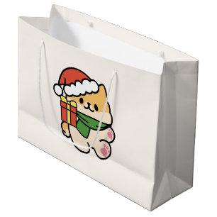 Yappy Howlidays - Cute Christmas Dog Cartoon Large Gift Bag