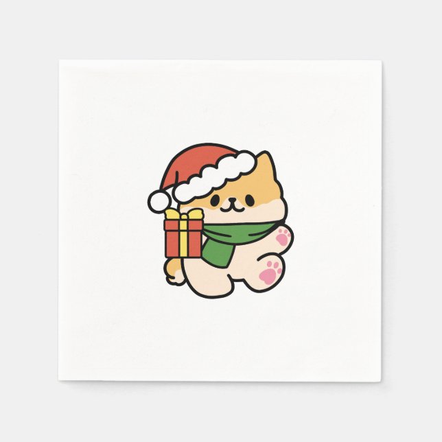 Yappy Howlidays - Cute Christmas Dog Cartoon Napkin (Front)