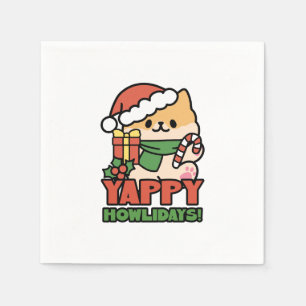 Yappy Howlidays - Cute Christmas Dog Cartoon Napkin