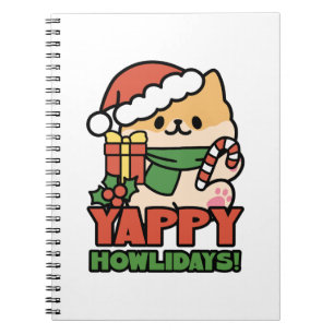 Yappy Howlidays - Cute Christmas Dog Cartoon Notebook