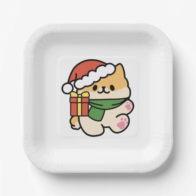 Yappy Howlidays - Cute Christmas Dog Cartoon Paper Plate (Front)