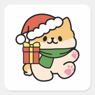 Yappy Howlidays - Cute Christmas Dog Cartoon Square Sticker