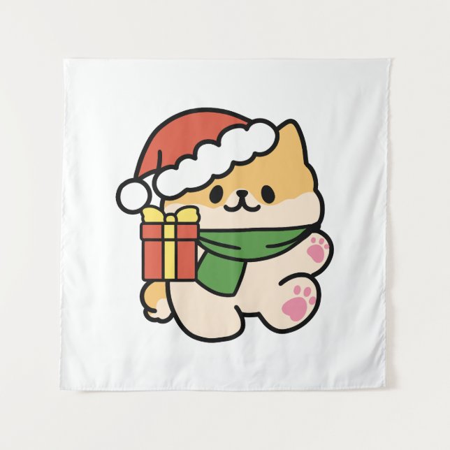 Yappy Howlidays - Cute Christmas Dog Cartoon Tapestry (Front)