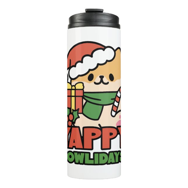 Yappy Howlidays - Cute Christmas Dog Cartoon Thermal Tumbler (Front)