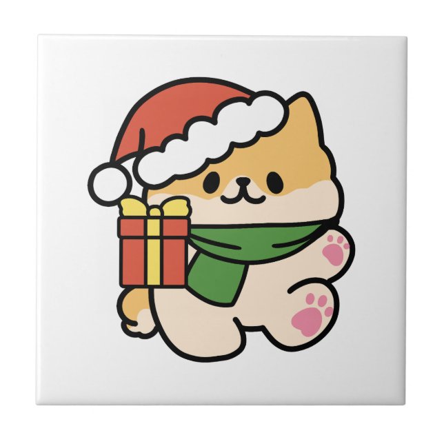 Yappy Howlidays - Cute Christmas Dog Cartoon Tile (Front)