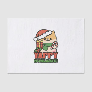 Yappy Howlidays - Cute Christmas Dog Cartoon Tissue Paper