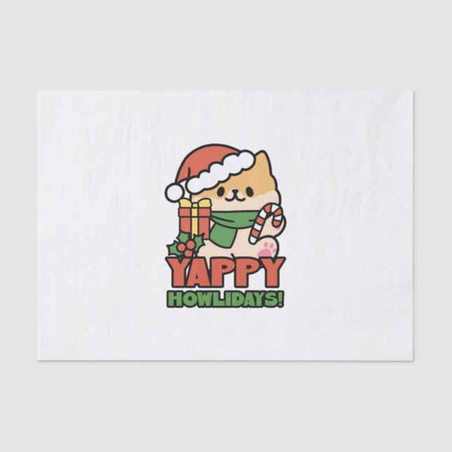 Yappy Howlidays - Cute Christmas Dog Cartoon Tissue Paper (Front)
