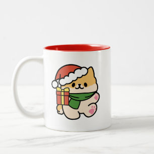 Yappy Howlidays - Cute Christmas Dog Cartoon Two-Tone Coffee Mug