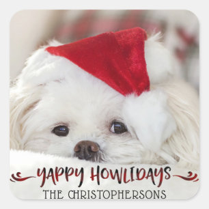 YAPPY HOWLIDAYS Dog Photo Holiday Square Sticker