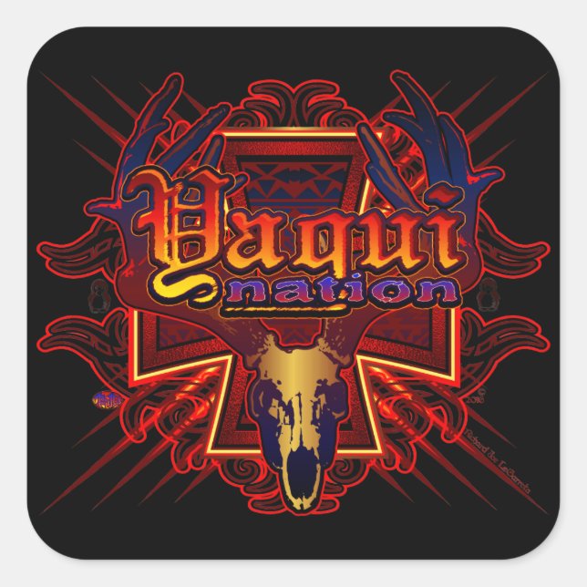 Yaqui Nation Deer Skull design sticker art (Front)