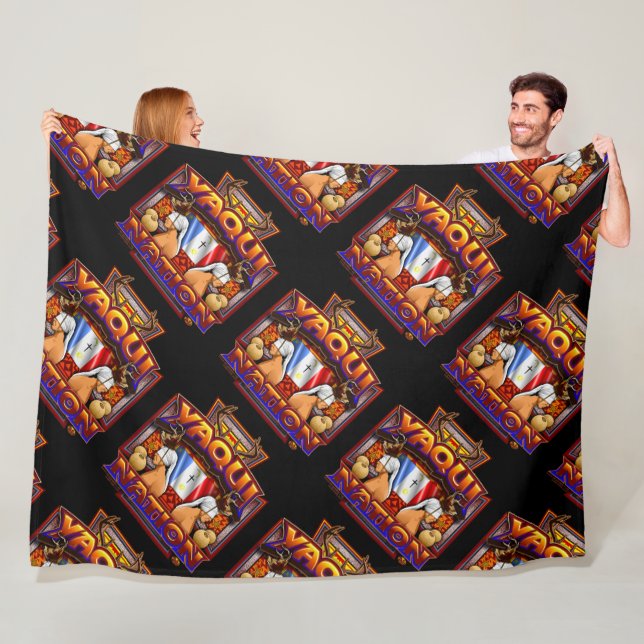 Yaqui Nation Flag Deer Dancer design Fleece Blanket (In Situ)