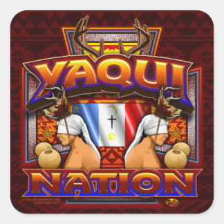 Yaqui Nation Flag Deer Dancer design Square Sticker