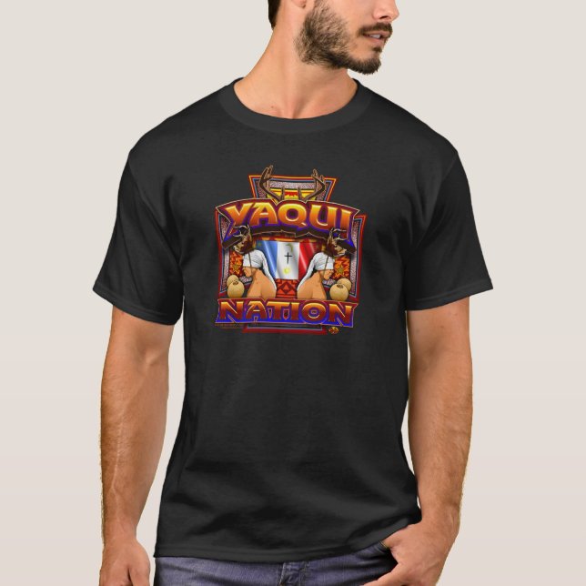 Yaqui Nation Flag Deer Dancer design T-Shirt (Front)