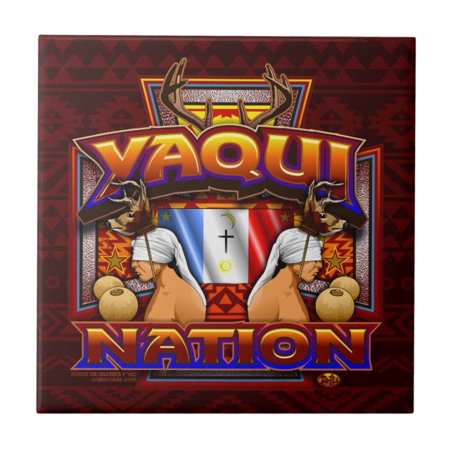 Yaqui Nation Flag Deer Dancer tile design (Front)