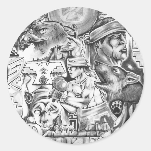 Yaqui Vision Classic Round Sticker (Front)