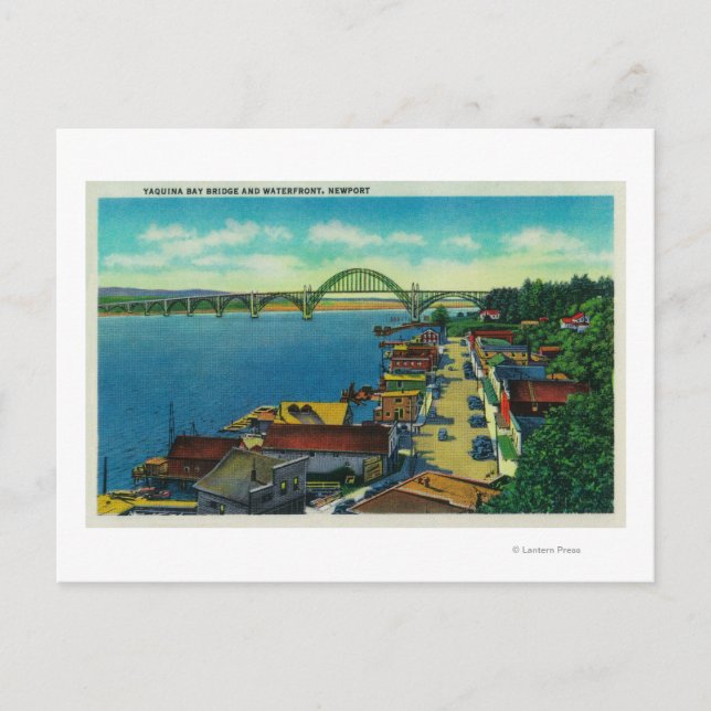 Yaquina Bay Bridge and waterfront Newport, OR Postcard (Front)