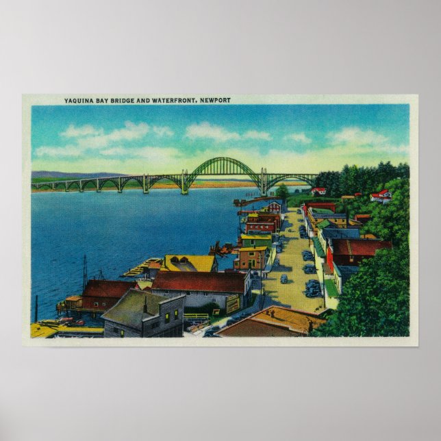 Yaquina Bay Bridge and waterfront Newport, OR Poster (Front)