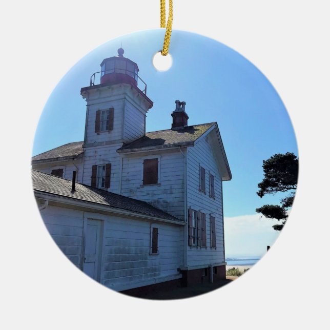 Yaquina Bay Lighthouse, Newport, Oregon Ceramic Tree Decoration (Front)