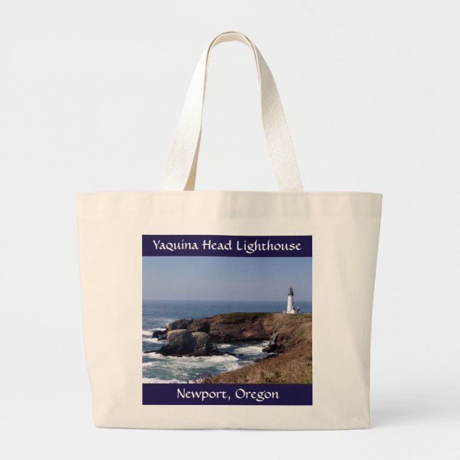 Yaquina Head Lighthouse Jumbo Canvas Tote Bag (Front)