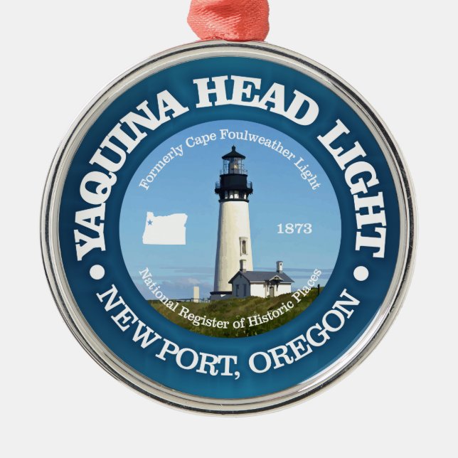 Yaquina Head Lighthouse Metal Tree Decoration (Front)