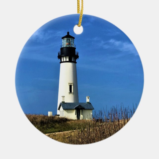 Yaquina Head Lighthouse, Newport, Oregon Ceramic Tree Decoration (Front)
