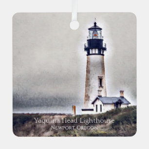 Yaquina Head Lighthouse Newport Oregon Metal Tree Decoration