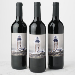 Yaquina Head Lighthouse Newport, Oregon Wine Label