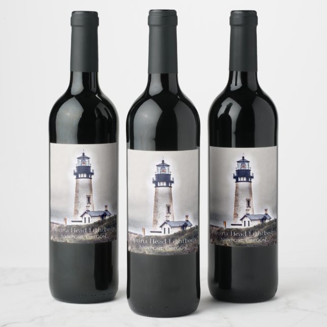 Yaquina Head Lighthouse Newport, Oregon Wine Label (Bottles)