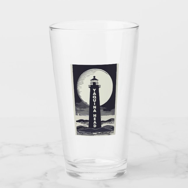 Yaquina Head Lighthouse Oregon Moon Glass (Front)
