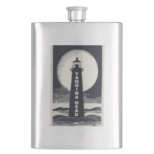 Yaquina Head Lighthouse Oregon Moon Hip Flask