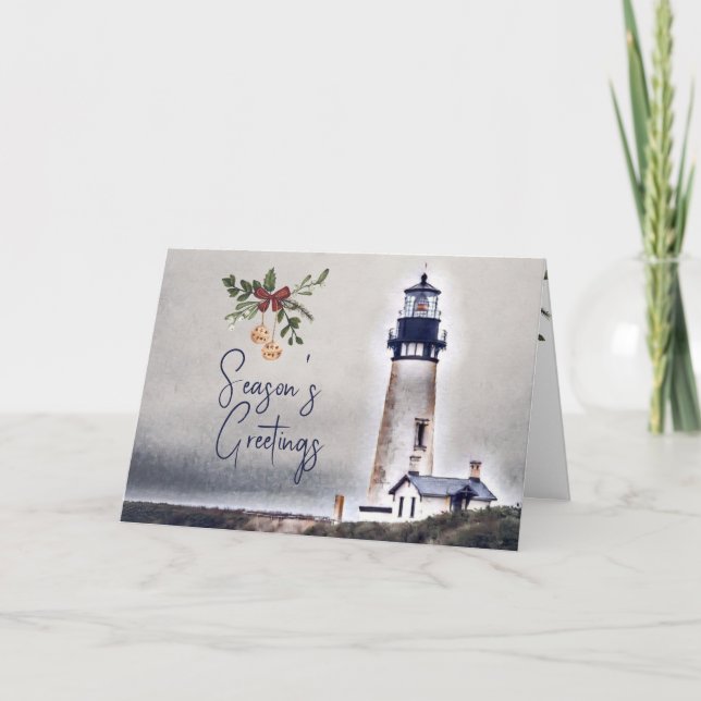 Yaquina Head Lighthouse Season's Greetings Holiday Card (Front)