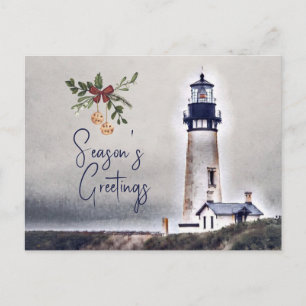 Yaquina Head Lighthouse Season's Greetings Holiday Postcard